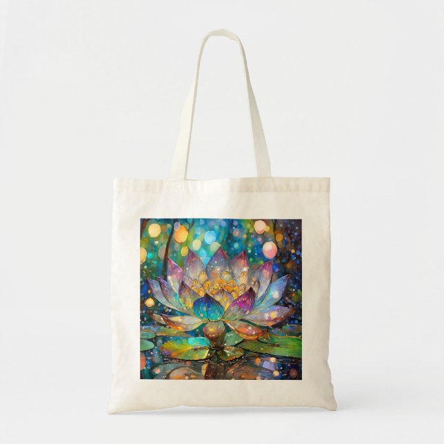 Illuminated Blooming Lotus Flower Tote Bag (Front)