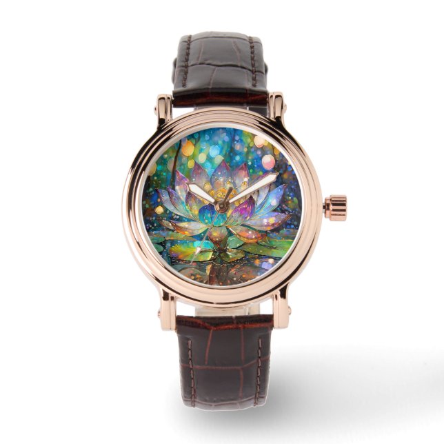 Illuminated Blooming Lotus Flower Watch (Front)