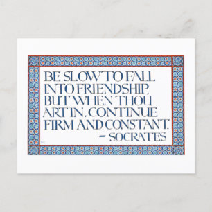 Illuminated Calligraphy Friendship Quote Socrates Postcard