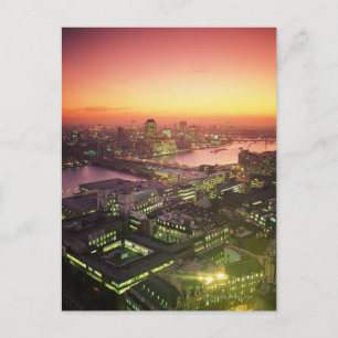 Illuminated Cityscape Postcard
