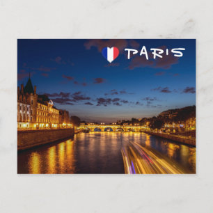 Illuminated Conciergerie at night - Paris, France Postcard