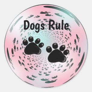 Illuminated Dog Paw Prints Classic Round Sticker