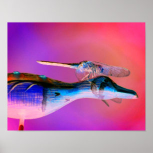 Illuminated Dragonfly Co Pilot Abstract Nature Poster
