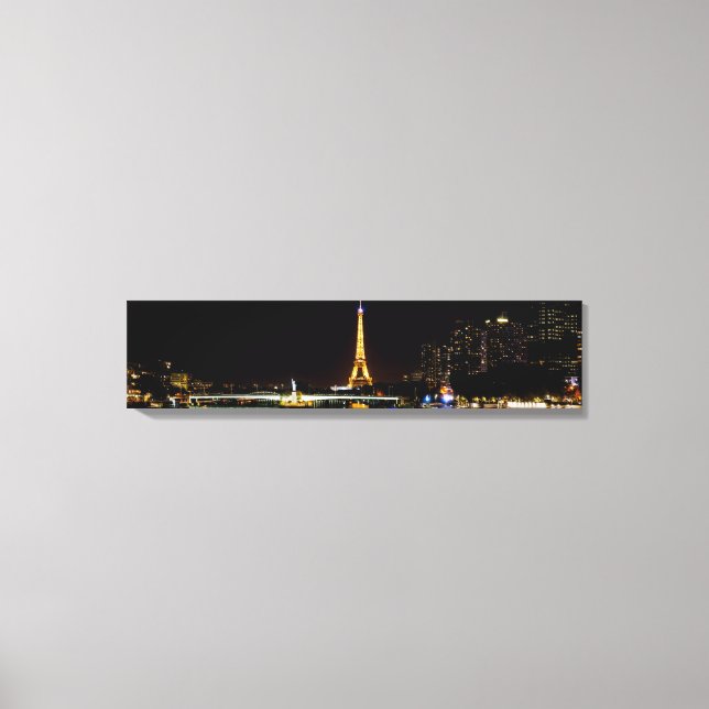 Illuminated Eiffel tower in Paris at night Canvas Print (Front)