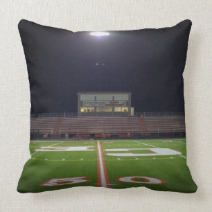 Illuminated Football Field Throw Pillow