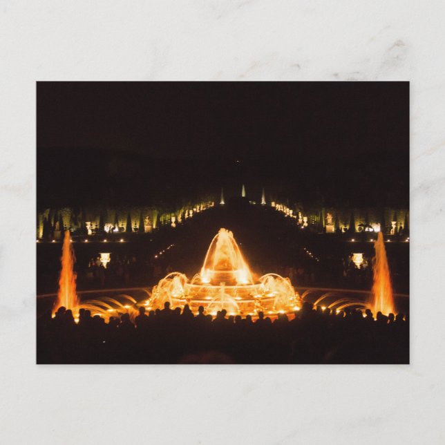 Illuminated Fountain at Versailles at Night Postcard (Front)