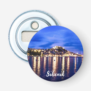 Illuminated harbor in Sibenik, Croatia Bottle Opener