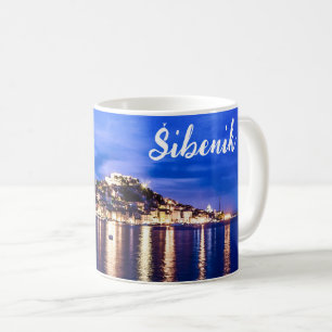 Illuminated harbor in Sibenik, Croatia Coffee Mug