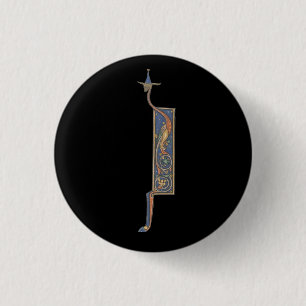 Illuminated Initial J 1 Inch Round Button
