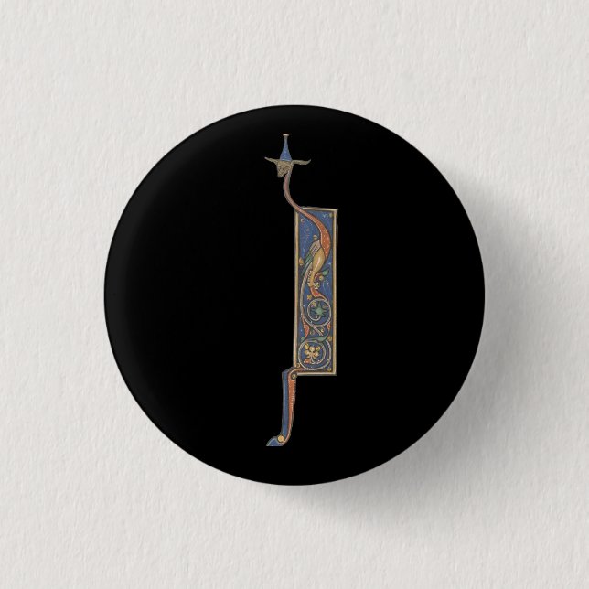 Illuminated Initial J 1 Inch Round Button (Front)