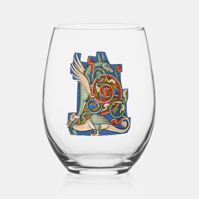 Illuminated Initial L Stemless Wine Glass (Front)