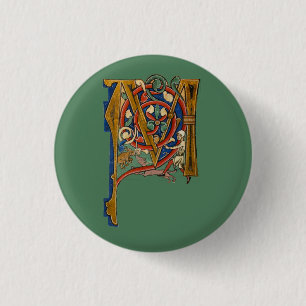Illuminated Initial M 1 Inch Round Button