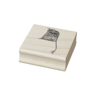 Illuminated Initial N Rubber Stamp