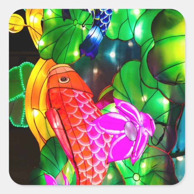 Illuminated Koi Square Sticker (Front)