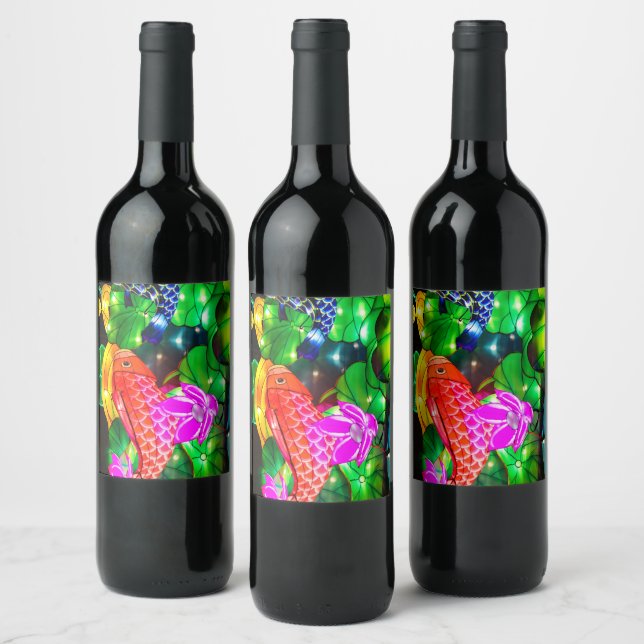 Illuminated Koi Wine Label (Bottles)