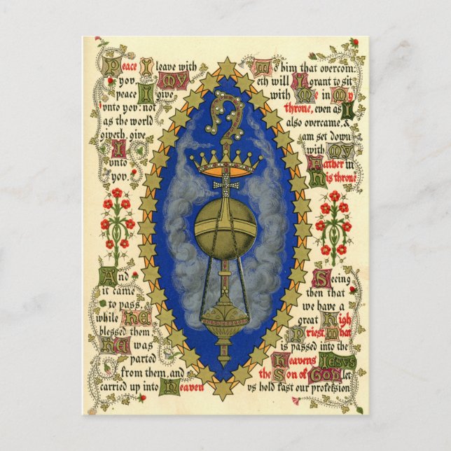 Illuminated Manuscript for Ascension Day Postcard (Front)