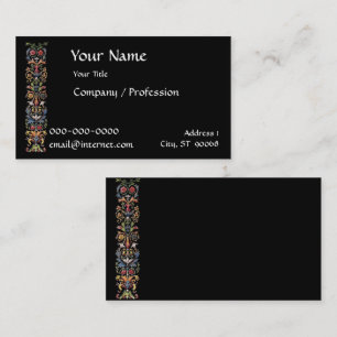 Illuminated Medieva Floral Editable Business Cards