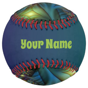 Illuminated modern blue purple Fractal Art Name Softball
