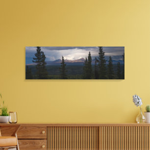 Illuminated Mountains Alaska Scenery Photography Canvas Print