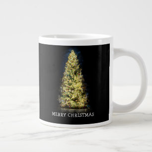 Illuminated painted Christmas tree Large Coffee Mug