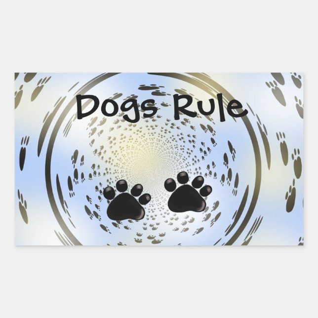 Illuminated Paw Prints Dogs Rule Sticker (Front)