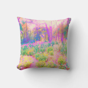 Illuminated Pink and Coral Garden Landscape Throw Pillow