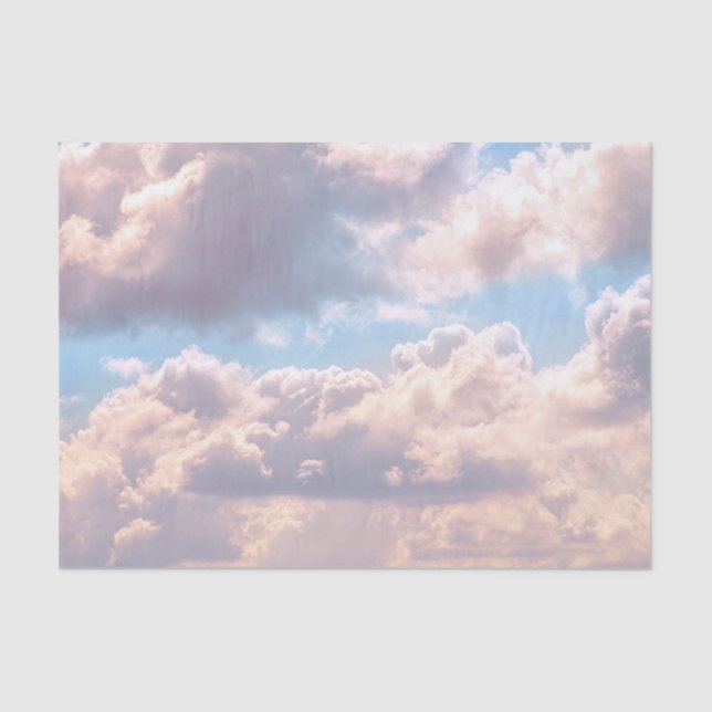 Illuminated pink fluffy clouds in a blue sky tissue paper (Front)