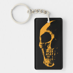 Illuminated Skull Orange Paint Creation Keychain