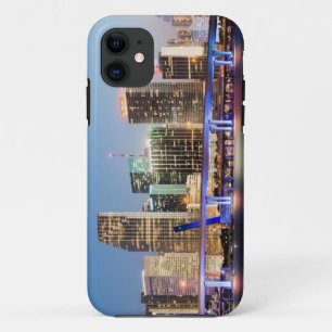 Illuminated skyline of downtown Miami at dusk iPhone 11 Case