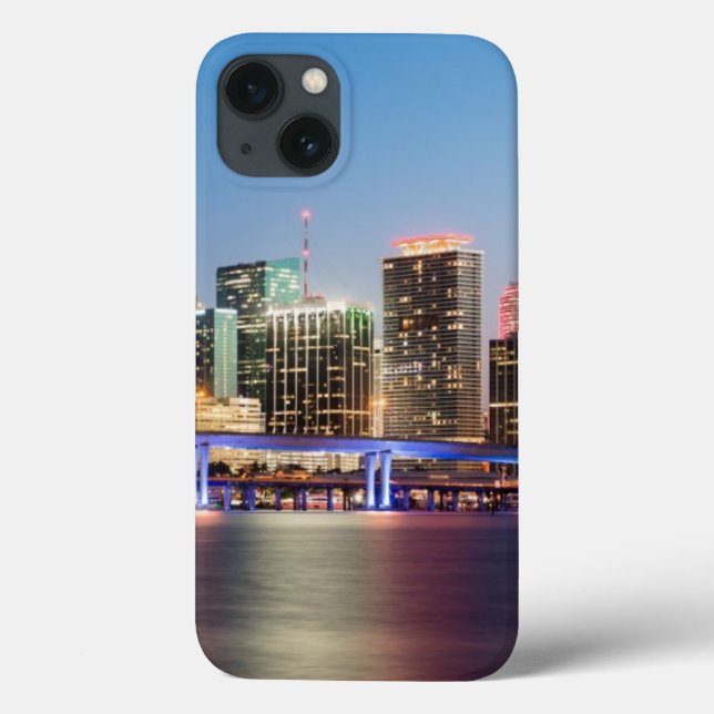 Illuminated skyline of downtown Miami at dusk Case-Mate iPhone Case (Back)