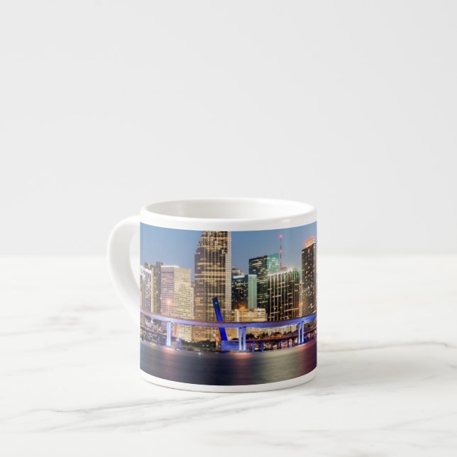 Illuminated skyline of downtown Miami at dusk Espresso Cup (Front Left)
