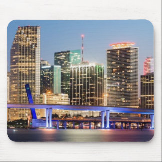 Illuminated skyline of downtown Miami at dusk Mouse Pad