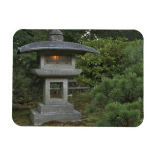 Illuminated stone lantern in Japanese Garden Magnet