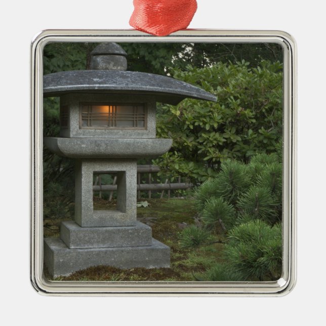 Illuminated stone lantern in Japanese Garden Metal Ornament (Front)