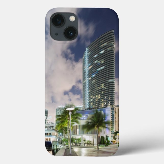 Illuminated towers at the Miami River waterfront Case-Mate iPhone Case (Back)