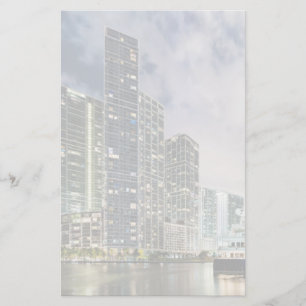 Illuminated towers at the Miami River waterfront Stationery