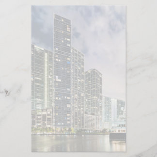 Illuminated towers at the Miami River waterfront Stationery