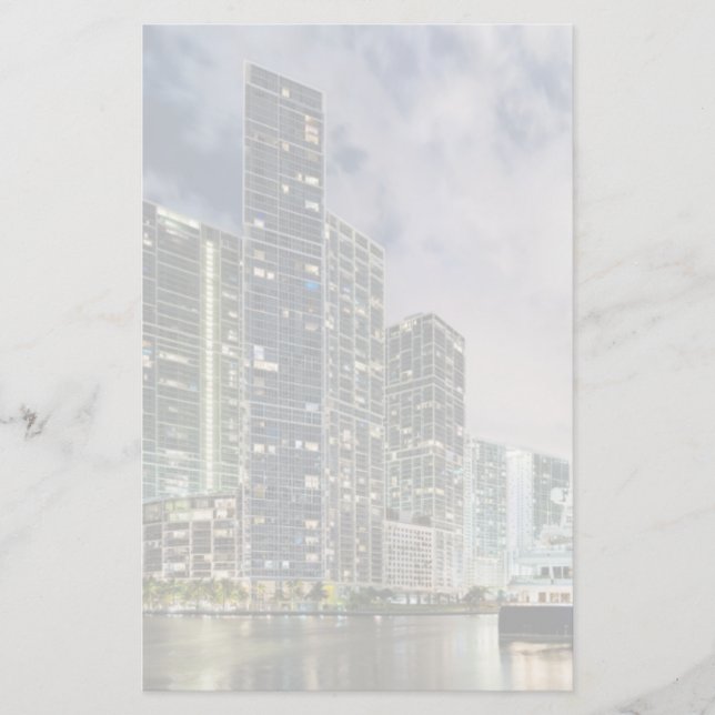 Illuminated towers at the Miami River waterfront Stationery (Front)
