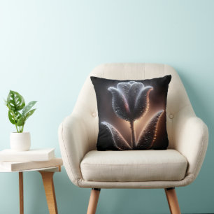 Illuminated Tulip With Raindrops Throw Pillow
