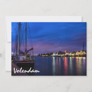Illuminated Volendam harbor at night