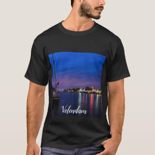 Illuminated Volendam harbor at night T-Shirt