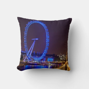 Illuminated wheel London Eye at night Throw Pillow