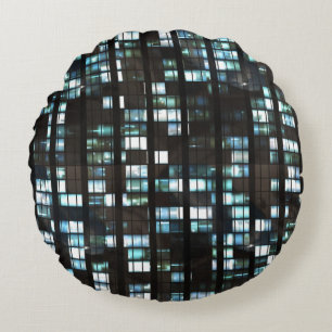 Illuminated windows pattern round pillow