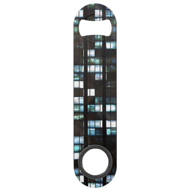 Illuminated windows pattern speed bottle opener (Front)