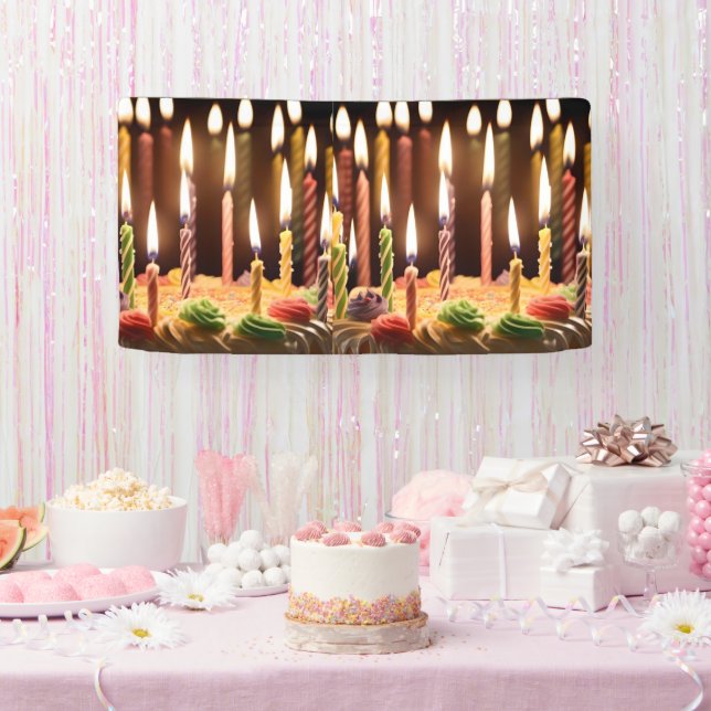 illuminated Wishes: Glowing Candles Bday Cake Banner (Party)