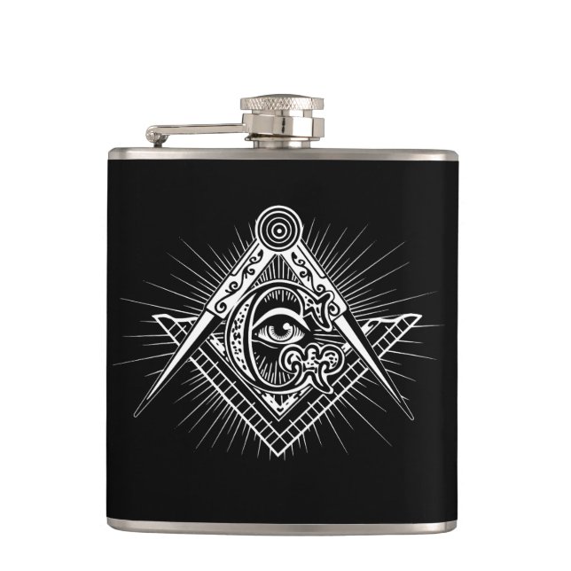 Illuminati All Seeing Eye Freemason Symbol Hip Flask (Front)