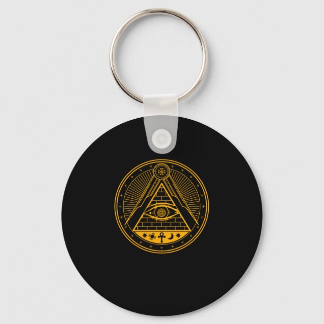 Illuminati Conspiracy Triangle Masonic All Seeing  Keychain (Front)