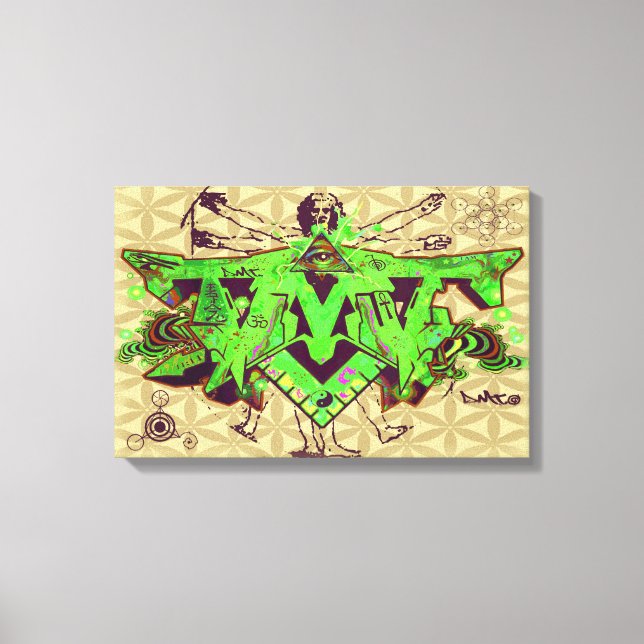 ILLUMINATI DMT GRAFFITI CANVAS FLOWER OF LIFE (Front)