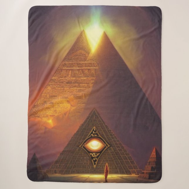 Illuminati Eye Pyramid Sherpa Blanket (Front)