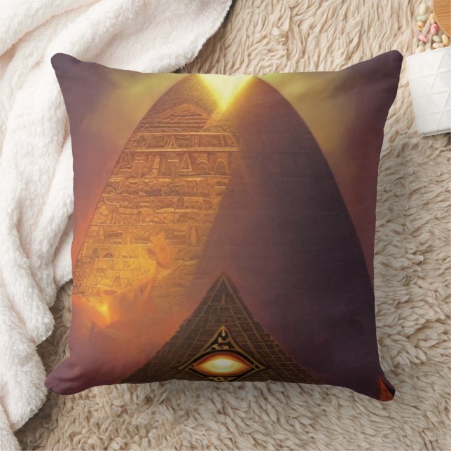 Illuminati Eye Pyramid Throw Pillow (Blanket)